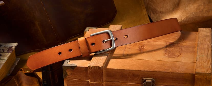 VATAN Men's Genuine Leather Casual Every Day Jeans Belts, Handmade Men Leather Belt with Gift Box