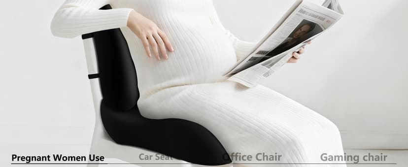 Lumbar Support Pillow for Office Chair,Seat Cushion with Back Support,Office Chair Cushion for Tailbone Pain,Sciatica and Hemorrhoid Relief (Black)