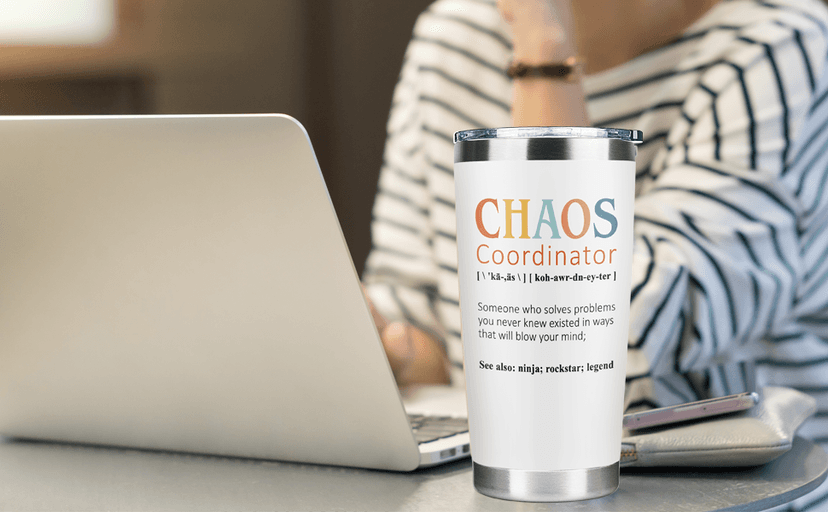 Thank You Gifts for Women, Boss Lady, Coworkers, Manager, Office, Teacher, Nurse, Mom, Her - Chaos Coordinator Gift Ideas - Valentines, Birthday Drinking Cup - 20 Oz Stainless Steel Tumbler