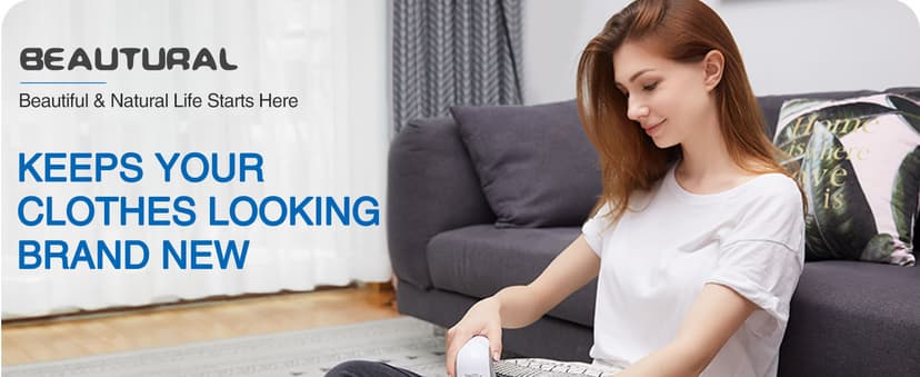 BEAUTURAL Fabric Shaver and Lint Remover, Sweater Defuzzer with 2-Speeds, 2 Replaceable Stainless Steel Blades, Battery Operated, Remove Clothes Fuzz, Lint Balls, Pills, Bobbles Gray