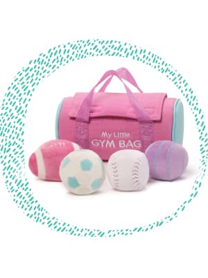 Baby GUND My First Sports Bag Stuffed Plush Playset, Baby Gift Toys for Boys and Girls Ages 1 & Up, 5 Piece, 8"