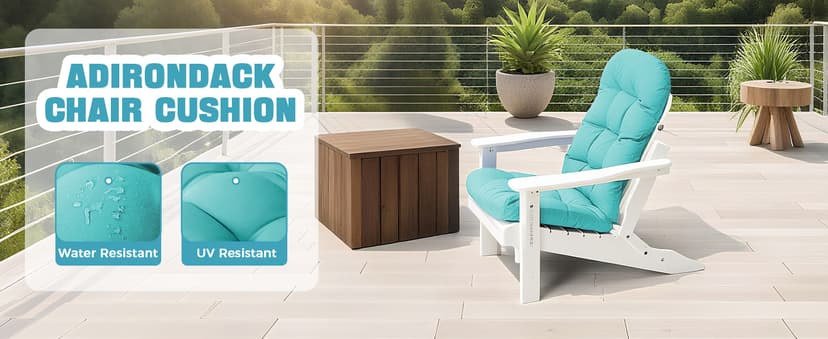 High Back Patio Chair Cushion, Outdoor Adirondack Chair Cushion Thick Seat Pad, Indoor Outdoor Chair Pad for Garden Furniture, 49x20x5 Inch, 2Pack (Blue)