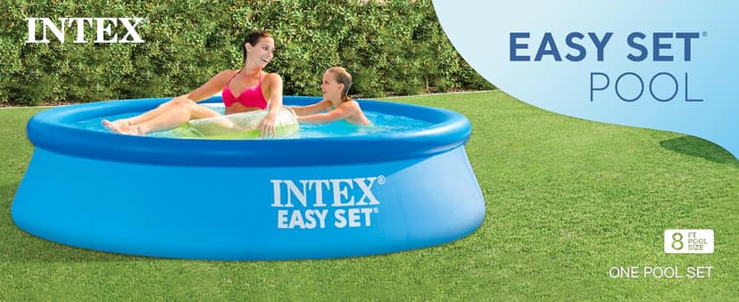 Intex 28106EH Easy Set Inflatable Swimming Pool: 8ft x 24in – Puncture-Resistant Material – Quick Inflation – 513 Gallon Capacity – 18in Water Depth