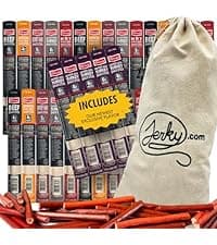 Jerky.com Gift Bag for Men | 26 Piece Meat Sticks Gift Basket with Beef Sticks, Pork, Turkey, Ham & Cheese Sticks | High Protein Snack Variety Pack | Gluten-Free Jerky Gifts for Men | Birthday Gift Basket for Him