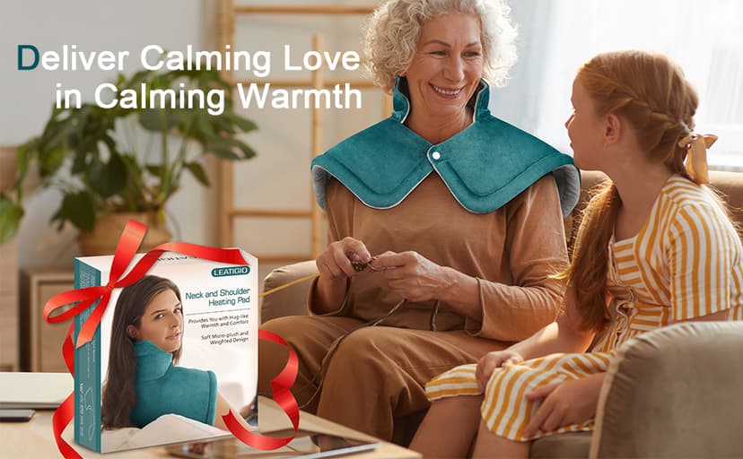 Heating Pad for Neck and Shoulder Pain Relief, Birthday Christmas Gifts for Women Mom Wife, 2lb Heated Neck Wrap Warmer for Daily Comfort, 6 Heat Settings 2 Hours Auto Shut Off, 17x23 inch, Blue