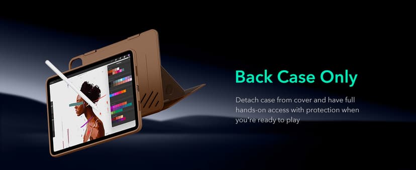 ESR for iPad Pro 11 Inch Case (2022/2021/2020/2018, 4th/3rd/2nd/1st Generation), Removable Magnetic Cover, Adjustable Portrait/Landscape Stand with Raised Display View, 9 Standing Angles, Brown