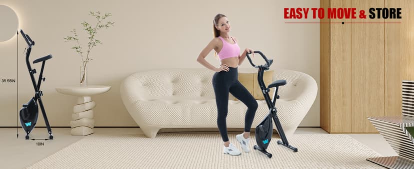 BARWING Stationary Exercise Bike for Home Workout, 5 IN 1 Foldable Indoor Cycling Bike for Seniors, 350LB Capacity, 16-Level Magnetic Resistance, Seat Backrest Adjustments