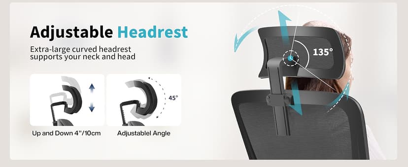 Ergonomic Office Chair,Mesh Office Chair with Lumbar Support,High Back Desk Chair with Flip-up Arms,400 lbs Big and Tall Computer Chair with Headrest,Comfy Desk Chairs