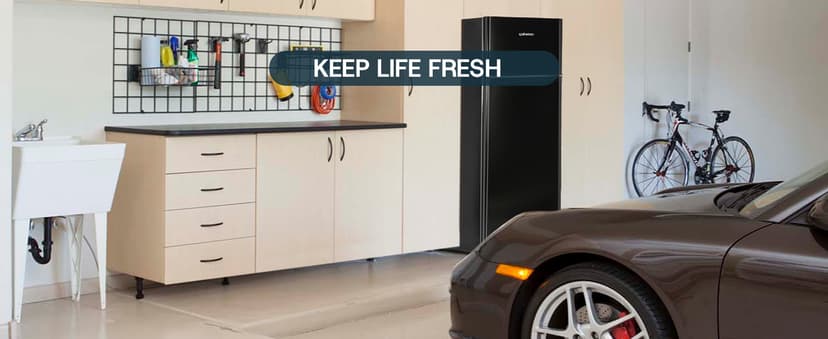 Upstreman 7.7 Cu.Ft. Refrigerator with Freezer, Double Door Fridge, Adjustable Thermostat, Large Capacity, Reversible Door Swing, Refrigerator for Apartment, Office, Dorm, Black(BD75)