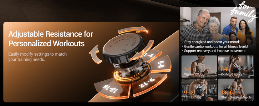 CURSOR FITNESS Recumbent Exercise Bike, Quiet Recumbent Stationary Bike for Adults & Seniors, Magnetic Stationary Bike with 16-Level Resistance, Supports 350LB, Heart Rate Handle & LCD Display