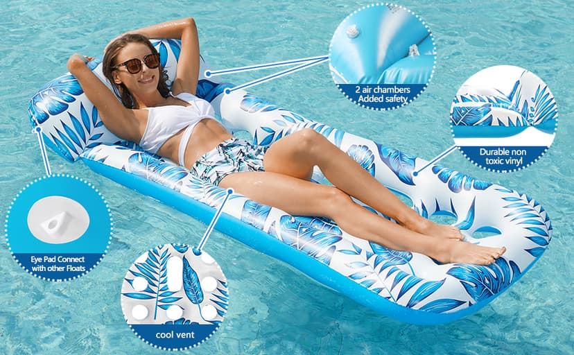 Jasonwell Inflatable Pool Float Lounge - 2 Pack Floaties Rafts for Adults Floating Lounger Sun Tanning Floats Cool Water Floaty Swimming Lake Beach Party Toys