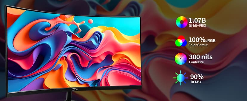ZZA 32 Inch Curved Monitor 4K, 60HZ UHD (3840 * 2160P) 3000R VA Panel, Gaming Monitor with AMD Freesync, 100% sRGB HDR10 Wall Mountable (HDMI 2.0/DP 1.4 * 2)