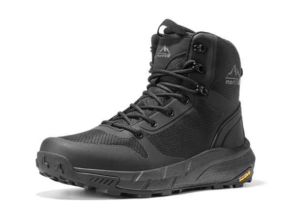 NORTIV 8 Mens Military Tactical Work Boots Hiking Side Zip Leather Outdoor Motorcycle Combat Boots Response