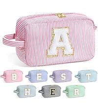 YOOLIFE Initial Canvas Tote Bag & Makeup Bag, Birthday Gifts for Women Mom Sister Friends, Bridesmaid Wedding Gifts