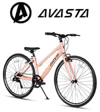 AVASTA Vela Hybrid Bike for Adult Women Female Lightweight Step Through 26 Inch High Tensile Steel Frame City Commuter Comfort Lady Bicycle, 6-Speed, Multiple Colors