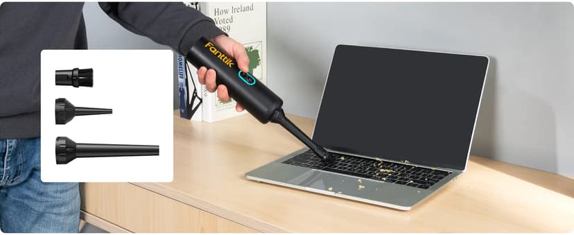 Fanttik Slim V8 APEX Car Vacuum, 4-in-1 Portable Mini Cordless Vacuum with 19000pa Suction Power, Type-C Charge, 2 Suction Modes, Handheld Vacuum for Small Jobs, Car, Office Desk, Keyboards (Black)