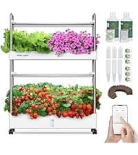 Plant Germination Kit Herb Vegetable Growth Lamp Countertop, Hydroponic Planter Grower Harvest Lettuce for Healthy Home Cooks Ahopegarden Indoor Garden Hydroponics Growing System: 10 Pods Kit with LED B0B6BB4TVC