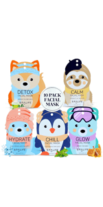 SpaLife Holiday Treats Facial Masks 12-Pack Assorted - Festive Christmas Skincare for Hydration and Refreshment - Gingerbread, Sundae, Cocoa & Eggnog