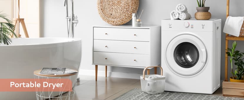 Euhomy Dryer, 3.5 Cu. Ft. 1500W Clothes Dryer, Stainless Steel Tumble Dryer with Exhaust Hose for Home, Apartment, Dorm, White