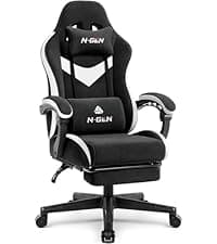 N-GEN GAMING Video Gaming Chair Big and Tall Office Computer Desk Chairs with Ergonomic Lumbar Support High Back Recliner and Footrest for Adults (Black)