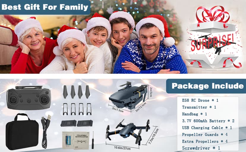 MOCVOO Drones with Camera for Adults Kids, Foldable RC Quadcopter, Helicopter Toys, 1080P FPV Video Drone for Beginners, 2 Batteries, Carrying Case, One Key Start, Altitude Hold,Headless Mode,3D Flips