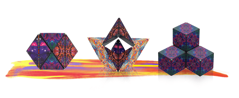 Shashibo Shape Shifting Box - Award-Winning Fidget Toy w/ 36 Rare Earth Magnets - Fidget Cube Transforms Into Over 70 Shapes, Sensory Toy Gift for Kids, Teens, and Adults (Spaced Out)