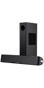 Nylavee Computer Speakers, Hi-Fi Stereo Computer Sound Bar with Bluetooth & 3.5mm Aux, USB/USB-C Powered for Desktop PC, Laptop & Monitor, Built-in Mic and Headphone Jack