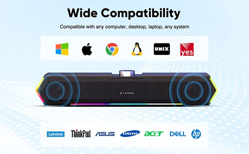 LENRUE G11 Computer Speakers for Desktop, Touch Lights PC Speakers with Surge Clear Sound, USB C/USB Powered, AUX Audio for Computer Desktop PC Laptop Desk