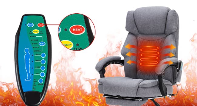 Massage Office Chair with Heat,Reclining Office Chair with Foot Rest,6 Points Vibration Home Desk Chairs for Heavy People 400lbs,Ergonomic Managerial Executive Chair (Grey)