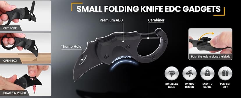 Small Pocket Knife Gift for Men, Keychain Box Cutter with 1.34inch Blade, Mini Folding Knives EDC Gadgets for Everyday Carry, Stocking Stuffers Gift for Adults Men Him