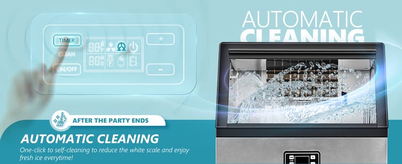 EUHOMY Commercial Ice Maker Machine, 200lbs Daily Output, Under Counter ice Machine with 65lbs Ice Storage Capacity, Perfect for Home/Bar/Restaurant/Outdoor Activities(Stainless Steel)