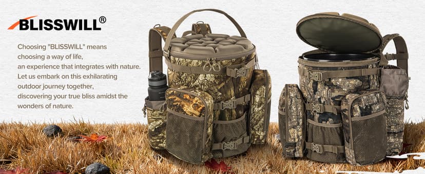BLISSWILL Hunting Bucket Backpack with Seat Suitable for 5-gallon Seat,Dove Hunting Accessories,Daypack for Rifle Bow Gun(Not including Bucket and Lid)