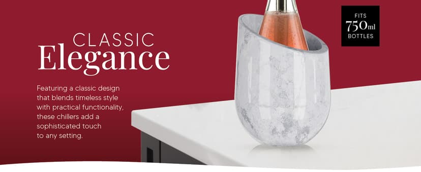 Homeries Marble Wine Chiller Bucket - Wine & Champagne Cooler for Parties, Dinner – Keep Wine & Beverages Cold, Wine Chillers for Bottles – Holds Any 750ml Bottle - Ideal Gift for Wine Enthusiasts