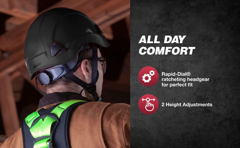 Jackson Safety CH300 Climbing-Style Hard Hat - Non-Vented Construction Helmet with Chin Cup - ANSI Z89.1 & OSHA Compliant - (Multiple Colors)