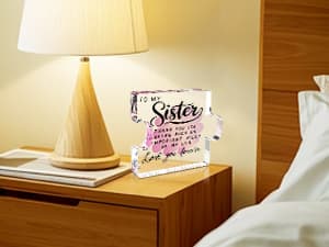 Sister Birthday Gifts, Big Sisters Gift Ideas from Sister, Unique Acrylic Puzzle Plaque Sister Gift Baskets Stuffers for Women Easter Birthdays Wedding