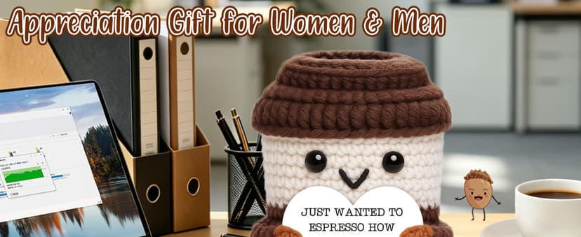 Thank You Gifts for Coworkers Teacher Nurse Employee Christmas Farewell Appreciation Office Desk Decor Mini Coffee Lover Gift Appreciation Gift for Women Men Coworkers Thank You Gift Crochet Coffee Cup B0FQTJYVLP
