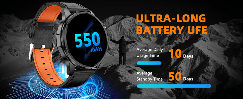 PUBU Smart Watch for Men, Built-in GPS with Map(Answer/Make Call/Text), AI Smartwatch for Android Phones/iPhone, 100+ Sport Mode Fitness Tracker with Health/Sleep Monitor, Compass/Barometer(2 Bands)