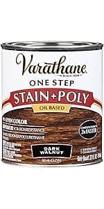 Varathane Premium Fast Dry Wood Stain | 1 Hour Dry Time | 1 Coat Color | Interior Wood Stain | Furniture, Cabinets, Doors, Trim | Half Pint | Dark Walnut