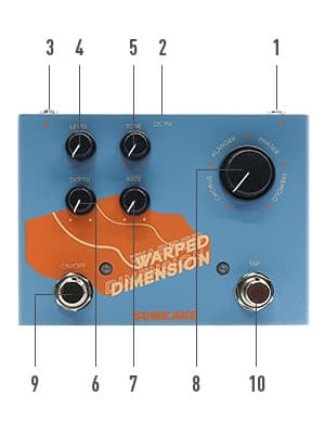 SONICAKE Modulation Guitar Effects Pedal 4 Mode of Chorus, Flanger, Phaser & Tremolo Digital Warped Dimension