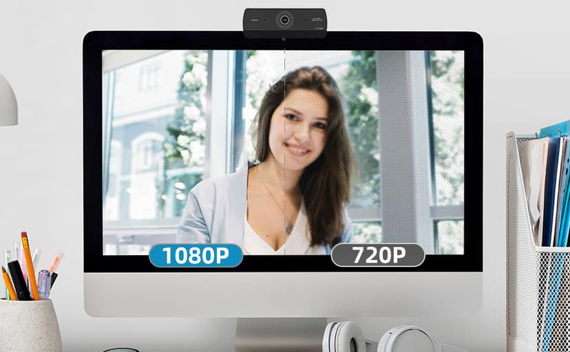 Webcam for PC, HD 1080P USB Plug-and-Play Computer Web Camera, High Definition Webcam for Desktop Laptop, Ideal for Online Class, Video Conference, Live Streaming & Gaming
