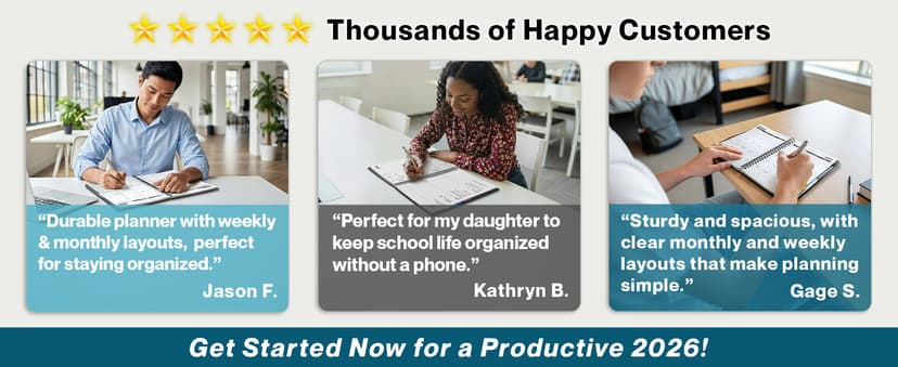 Dunwell 2026 Planner Book 8.5x11, Weekly Monthly Calendar, Jan to Dec, Large Daily Organizer with Laminated Tabs, Bookmark, Notes Section & Stickers