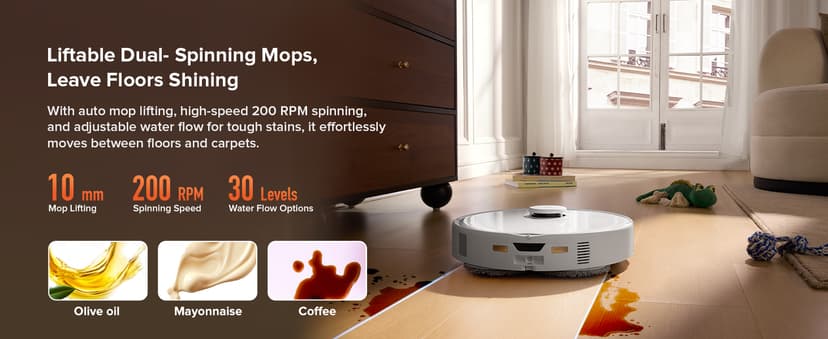 roborock Qrevo Curv S5X Robot Vacuum and Mop, 18500Pa Suction, Zero-Tangling Design, FlexiArm Side Brush, Reactive Tech Obstacle Avoidance, 10 Weeks Self-Emptying, Auto Washing for Hard Floor, Corner