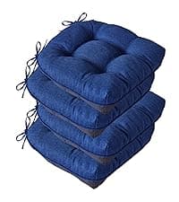 IASEAHK Chair Cushions for Dining Chairs, Seat Cushions for Kitchen Chairs, Indoor Seat Cushions with Ties, Tufted Foam Chair Pads, Non Slip Chair Cushions Set of 4, 15.5" x 15.5" x 4", Navy Blue