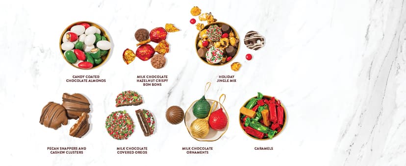 Christmas Chocolate Gift Basket– Holiday Ornament Gift Box with Assorted Christmas Candy – Holiday Food Gift Idea for Men, Women, Family, Corporate- Bonnie & Pop