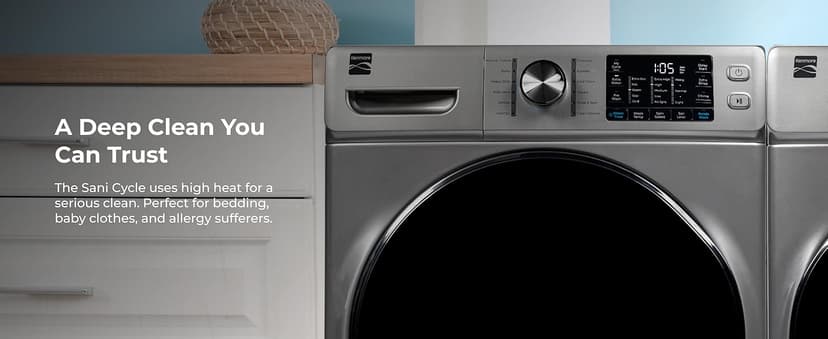 Kenmore 4.5 cu. ft. Front Load Washer with Stain Removing Steam Treatment - Reduce Laundry Time with Accela Wash - LED - ENERGY STAR Certified - Metallic Silver