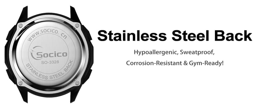 SOCICO Mens Digital Watch Sports Waterproof Outdoor Large Face Military Watches with Stopwatch Back Light Alarm Date Display