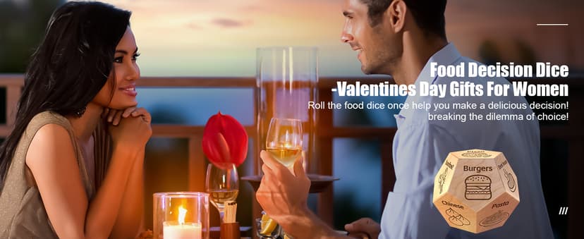 Food Dice Stocking Stuffers for Men Women Kids Adults Date Night Dice Couples Gifts for Him Her Anniversary Christmas Birthday Wedding Gifts for Men Women Him Her Boyfriend Girlfriend Husband