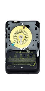 Intermatic T104 24-Hour Mechanical Timer Switch - 208–277 VAC, DPST, Indoor Metal Enclosure, Heavy-Duty, Manual Override, 40 Amp - Ideal for Lights, Pumps, Fans, and HVAC Systems