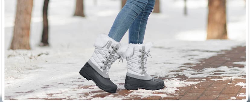 mysoft Women's Snow Boots Warm Insulated Faux Fur Lined Waterproof Mid-Calf Winter Boots