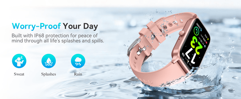 ChronArk Fitness Tracker for Women Men, Activity Smart Watch Compatible with Android iPhone, Step Counter with 110+ Sports, Sleep Monitor, Calorie Counter, IP68 Waterproof (Pink, 1.57)